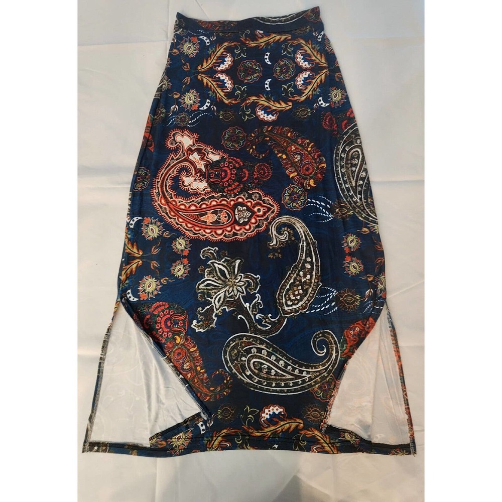 New without Tags LoveU Dear Maxi Skirt Multi Design Print, Elastic Back Size L